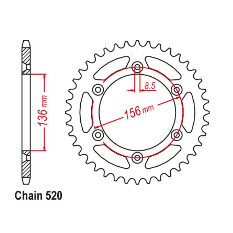 CHT WYPRZEDAŻ ZĘBATKA TYLNA ALUMINIOWA T7075 (ERGAL) 702 52 HUSQVARNA TE/TC 90-14, BETA 350/400/450 RR 4T, CAGIVA 125/250 WMX/WR