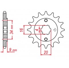 GROSSKOPF PROMOCJA ZĘBATKA PRZEDNIA 2062 13 YAMAHA YFS200 BLASTER '88-'06, TT-R230 '05-'20, DT200 L '85 (JTF1554.13)