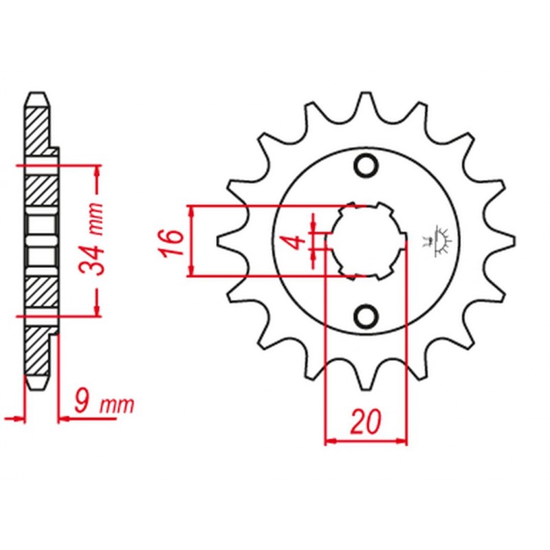 GROSSKOPF PROMOCJA ZĘBATKA PRZEDNIA 2062 13 YAMAHA YFS200 BLASTER '88-'06, TT-R230 '05-'20, DT200 L '85 (JTF1554.13)