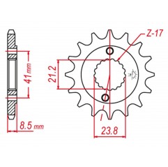 GROSSKOPF PROMOCJA ZĘBATKA PRZEDNIA 2071 13 HONDA TRX 400 EX '99-'04 XR 400 '96-'06 (JTF1322.13) (-2)