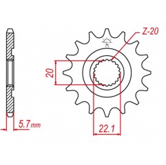 GROSSKOPF PROMOCJA ZĘBATKA PRZEDNIA 2103 12 GAS GAS EC 250/300/450F `11-15, YAMAHA YZ 125, WR 250, YZ250F `01-'21 (E250-13 (-1) 