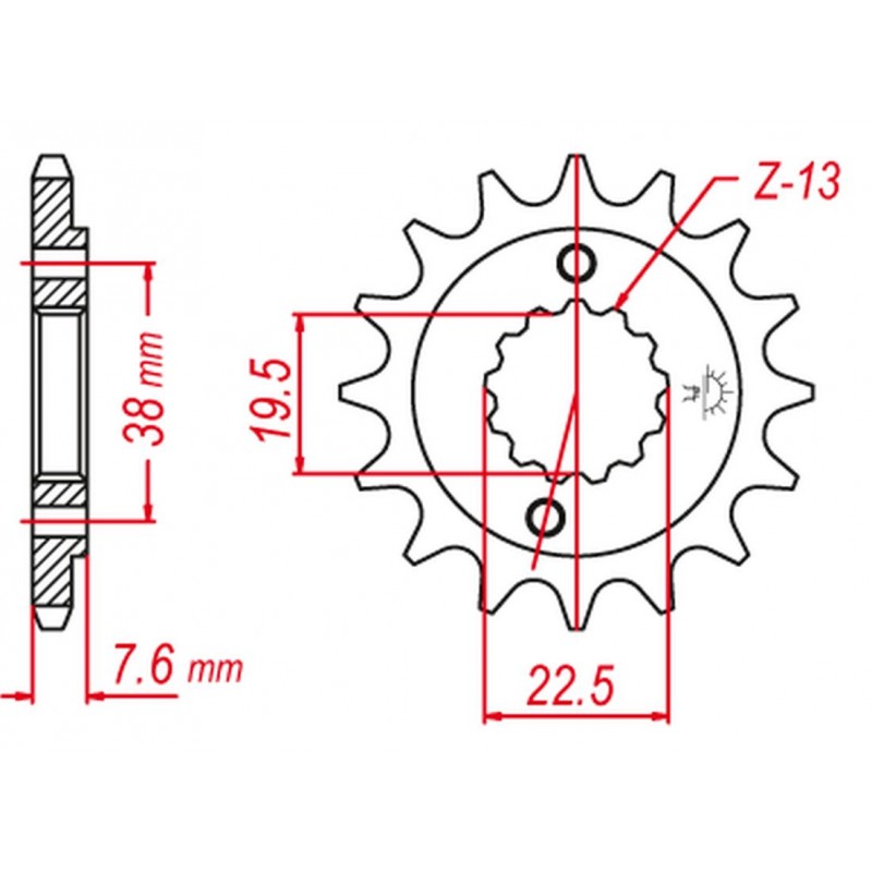 GROSSKOPF PROMOCJA ZĘBATKA PRZEDNIA 2116 13 SUZUKI LTR 450 '06-'10, LTZ 400 '03-'12, RMX 450 '10-'13, KAWASAKI KFX 400 '03-'06, 