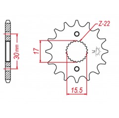 GROSSKOPF PROMOCJA ZĘBATKA PRZEDNIA 2157 14 CRF 150R '07-'22 (-1) (JTF1256.15)