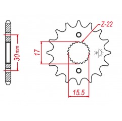 GROSSKOPF PROMOCJA ZĘBATKA PRZEDNIA 2157 17 CRF 150R '07-'22 (+2) (JTF1256.17)