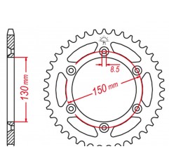 GROSSKOPF PROMOCJA ZĘBATKA TYLNA ALUMINIOWA KOLOR CZARNY 270 51 (27050) YAMAHA YZ/YZF '99-'21, WRF '01-'21 (JTR251.51) (ŁAŃC. 52