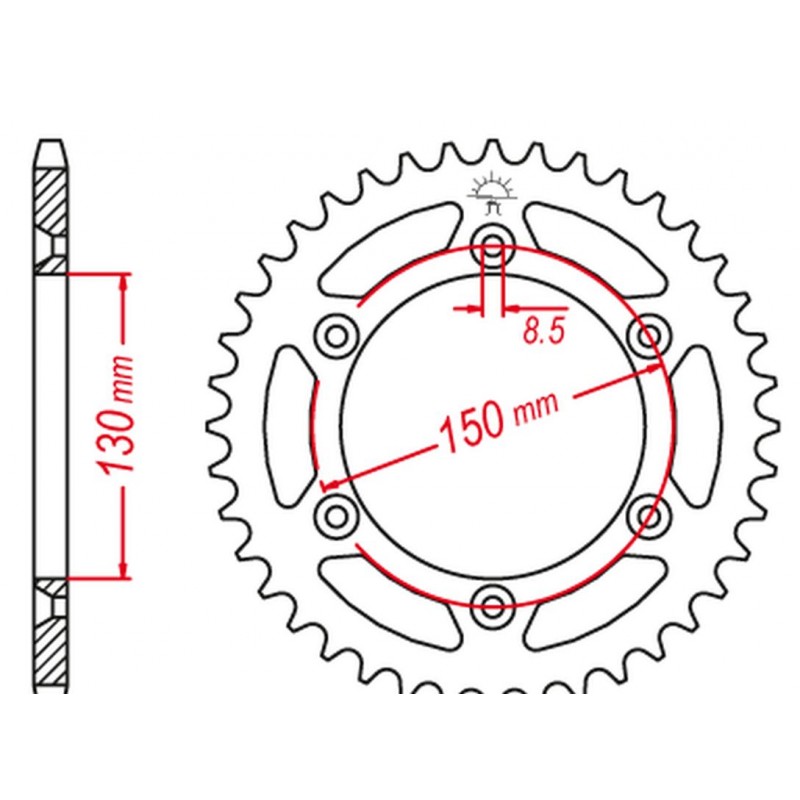 GROSSKOPF PROMOCJA ZĘBATKA TYLNA ALUMINIOWA KOLOR CZARNY 270 51 (27050) YAMAHA YZ/YZF '99-'21, WRF '01-'21 (JTR251.51) (ŁAŃC. 52