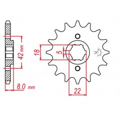 GROSSKOPF PROMOCJA ZĘBATKA PRZEDNIA SUZUKI PE 250 '78-'82, RM 250 '79-'81, RM 400 '78-'80 (JTF431.13)* (ŁAŃC. 520)