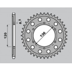 JR ZĘBATKA TYLNA 4324 51 YAMAHA TZR 125 RR '96-'00, TZR 80R '96