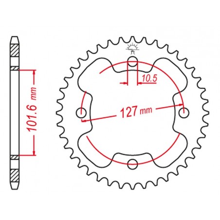 GROSSKOPF PROMOCJA ZĘBATKA TYLNA 4480 37 STALOWA WZMACNIANA POLARIS, PREDATOR 500 '03-'04, PREDATOR '05-'07 (-1) OUTLAW 400/525 