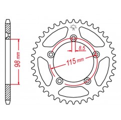 GROSSKOPF PROMOCJA ZĘBATKA TYLNA ALUMINIOWA KOLOR SREBRNY 4552 50 KTM SX 65 '04-'11, SX 65 '12-'21 (+2) (JTR894.50)