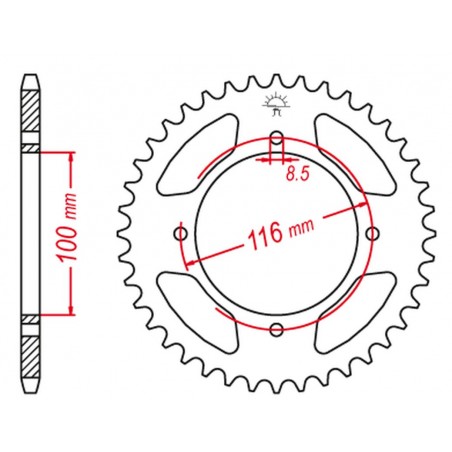 GROSSKOPF PROMOCJA ZĘBATKA TYLNA ALUMINIOWA KOLOR SREBRNY 467 54 KAWASAKI KX 80 '98-'00, KX 85 '01-'20, KX 100 '00-'21 (JTR461.5