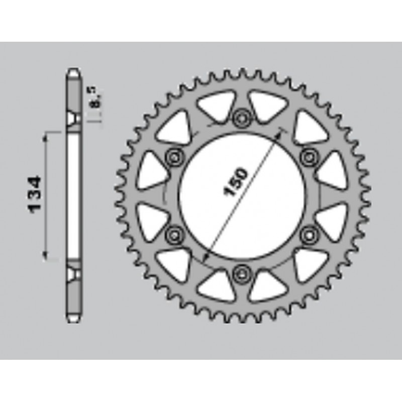 JR ZĘBATKA TYLNA 489 49 KAWASAKI KX 125/250/500 '84-'08, KDX 200 '84-'06, KDX 220 '97-'05, KDX 250 '91-'96, KLX 250 '93-'20, KXF