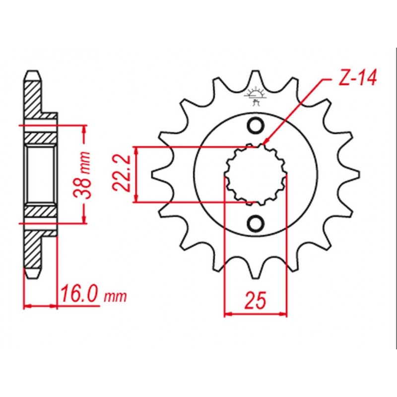 GROSSKOPF PROMOCJA ZĘBATKA PRZEDNIA 490 14 DUCATI MONSTER/MULTISTRADA/SCRAMBLER 400/600/620/695/750/797/800/851/888/900/906/916 