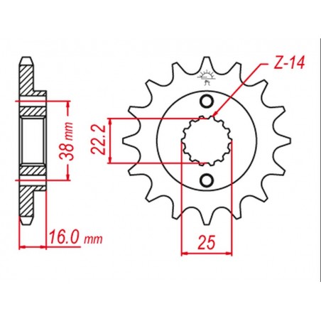 GROSSKOPF PROMOCJA ZĘBATKA PRZEDNIA 490 14 DUCATI MONSTER/MULTISTRADA/SCRAMBLER 400/600/620/695/750/797/800/851/888/900/906/916 