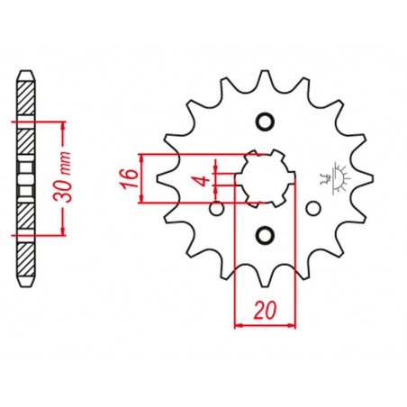 GROSSKOPF PROMOCJA ZĘBATKA PRZEDNIA 517 15 KAWASAKI KDX 125 '90-'99, BN 125 '98-'06 (JTF417.15)