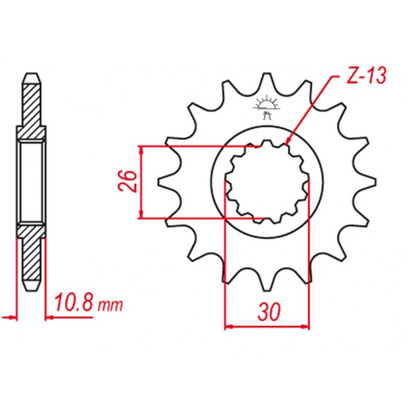 GROSSKOPF PROMOCJA ZĘBATKA PRZEDNIA 579 15 YAMAHA FZ1/FZS 1000 FAZER '01-'05 (-1), YZF-R1 '98-'03 (-1) (JTF579.14)