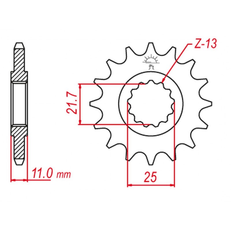 GROSSKOPF PROMOCJA ZĘBATKA PRZEDNIA 580 15 YAMAHA FZ6 '04-'09 (-1), YZF-R6 '99-'20 (-1) (JTF580.15)