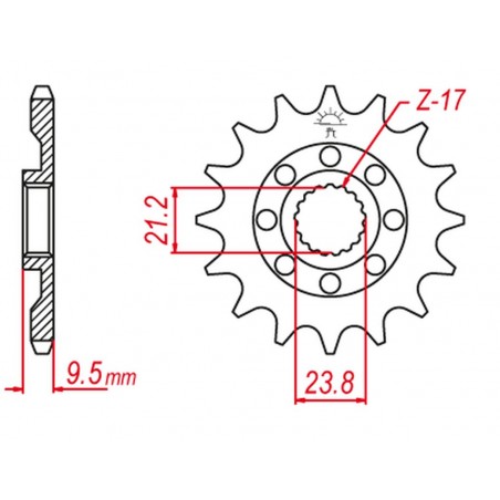 GROSSKOPF PROMOCJA ZĘBATKA PRZEDNIA 2133 15 SUZUKI RMZ 450 '05-'07 (+1), RMZ 450 '08-'12 (+2) (JTF1441.15)