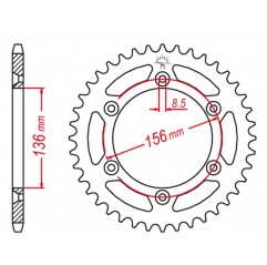 JR WYPRZEDAŻ ZĘBATKA TYLNA ALUMINIOWA T7075 (ERGAL) 820 48 (82048) HUSQVARNA CR/WR/TE/TC '90-'13, BETA RR '05-'12 (JTR822.48) (Ł