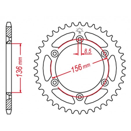 JR WYPRZEDAŻ ZĘBATKA TYLNA ALUMINIOWA T7075 (ERGAL) 820 48 (82048) HUSQVARNA CR/WR/TE/TC '90-'13, BETA RR '05-'12 (JTR822.48) (Ł