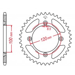 GROSSKOPF PROMOCJA ZĘBATKA TYLNA ALUMINIOWA KOLOR CZARNY 798 48 SUZUKI RM 80/85 '02-'18, YAMAHA YZ 80/85 '93-'20 (JTR798.48)