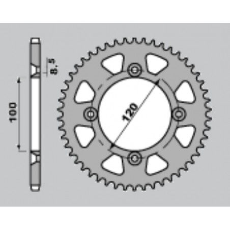 JR ZĘBATKA TYLNA ALUMINIOWA (ANODOWANA) 798 49 SUZUKI RM 80 '83-'01, RM 85 '02-'20, YAMAHA YZ 80 '93-'01, YZ 85 '02-'22 NIEBIESK