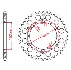 GROSSKOPF PROMOCJA ZĘBATKA TYLNA ALUMINIOWA KOLOR CZARNY 856 51 YAMAHA YZ 125 '89-'92, WR 250 '90-'93, YZ 250 '90-93 (JTR853.51)