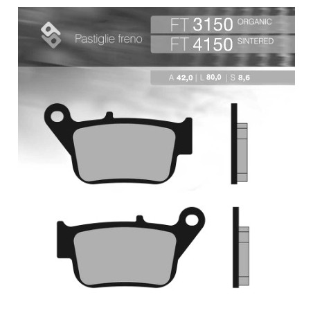 BRENTA KLOCKI HAMULCOWE KH678 SPIEK METALICZNY (ZŁOTE) YAMAHA YP 250R X-MAX '14-'16 TYŁ