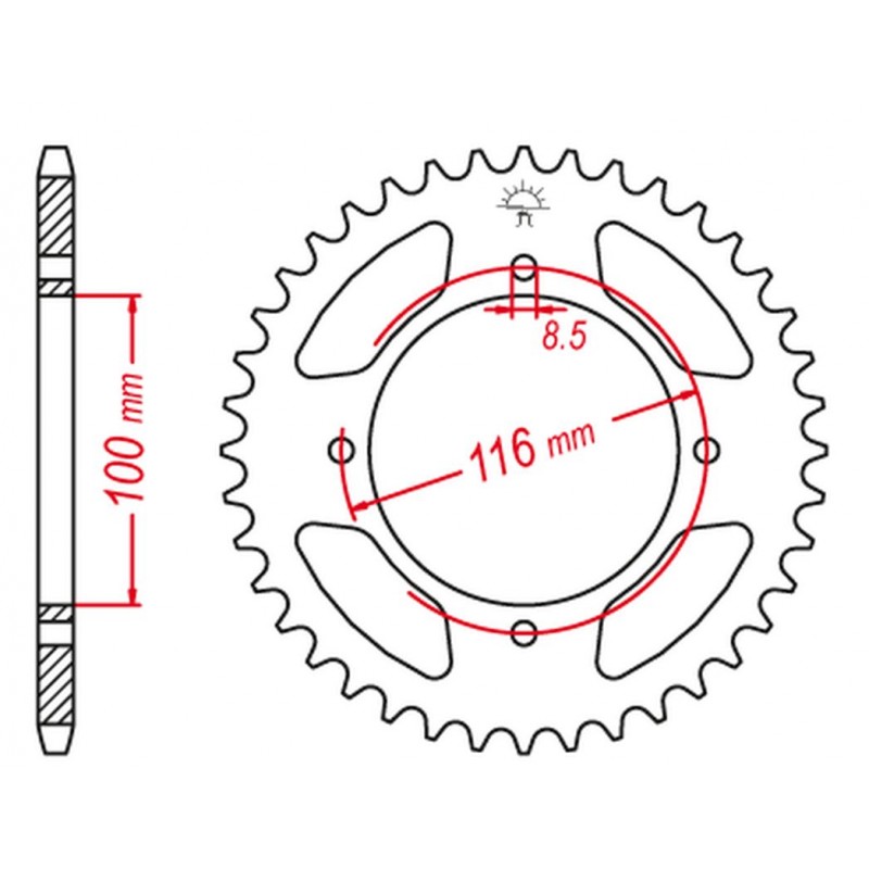 GROSSKOPF PROMOCJA ZĘBATKA TYLNA ALUMINIOWA KOLOR ZIELONY 467 52 KAWASAKI KX 80 '98-'00, KX 85 '01-'20, KX 100 '00-'21 (JTR461.5