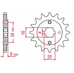 GROSSKOPF PROMOCJA ZĘBATKA PRZEDNIA 2062 15 YAMAHA YFS200 BLASTER '88-'06 (+2), TT-R230 '05-'20 (+2), DT200 L '85 (+2), HYOSUNG 