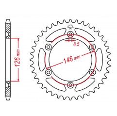 GROSSKOPF PROMOCJA PROMOCJA ZĘBATKA TYLNA ALUMINIOWA KOLOR CZARNY 808 47 SUZUKI DRZ 400 '00-'20, RM 125/250, RMZ 250/450 (JTR808