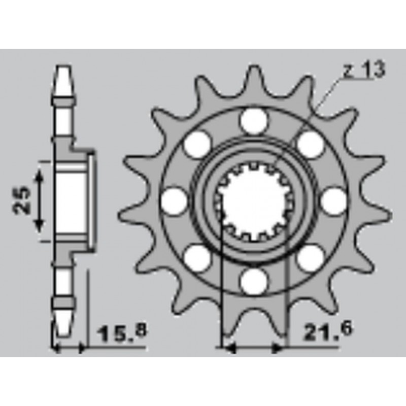 CHT ZĘBATKA PRZEDNIA 2093M 15 KAWASAKI ZX6R 05-06