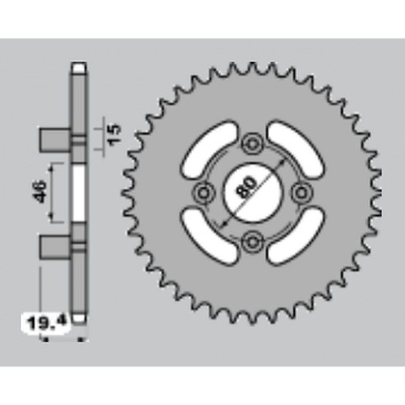 CHT ZĘBATKA TYLNA 319 46 APRILIA ET 50 82-85 (319-46) (ŁAŃC.415)