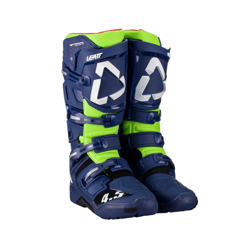 LEATT (NOWOŚĆ 2023) BUTY CROSS 4.5 ENDURO BOOTS BLUE KOLOR GRANATOWY/ZIELONY FLUO ROZMIAR 47 / 30.5 cm
