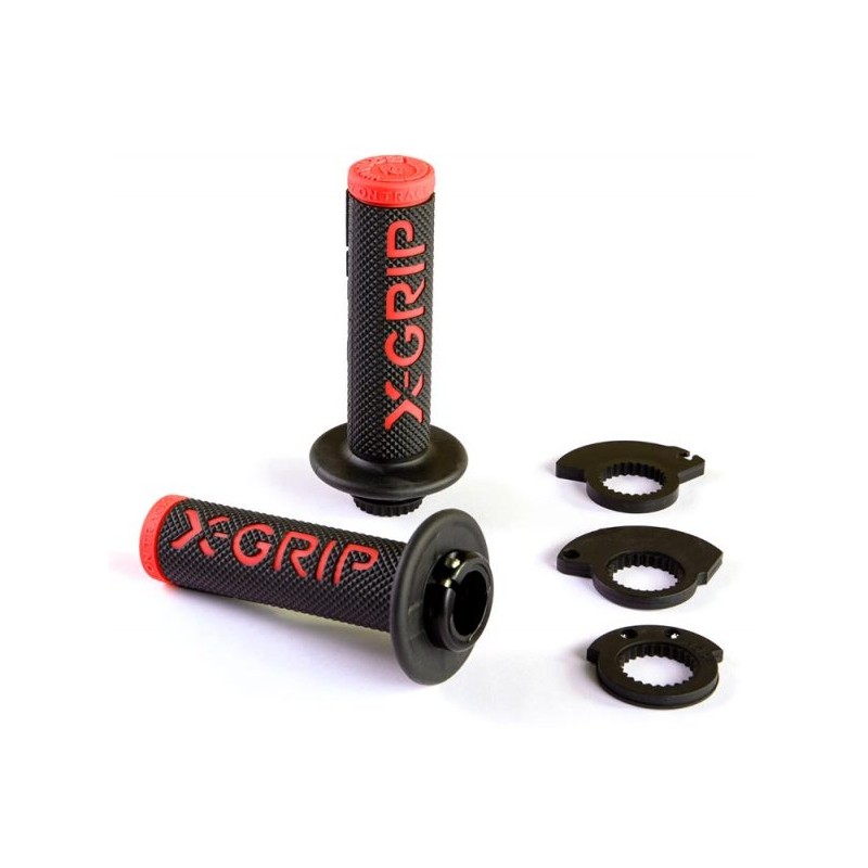 X-GRIP MANETKI BRAAAAP GRIPS RED KOLOR CZERWONY Z ADAPTEREM ROLGAZU