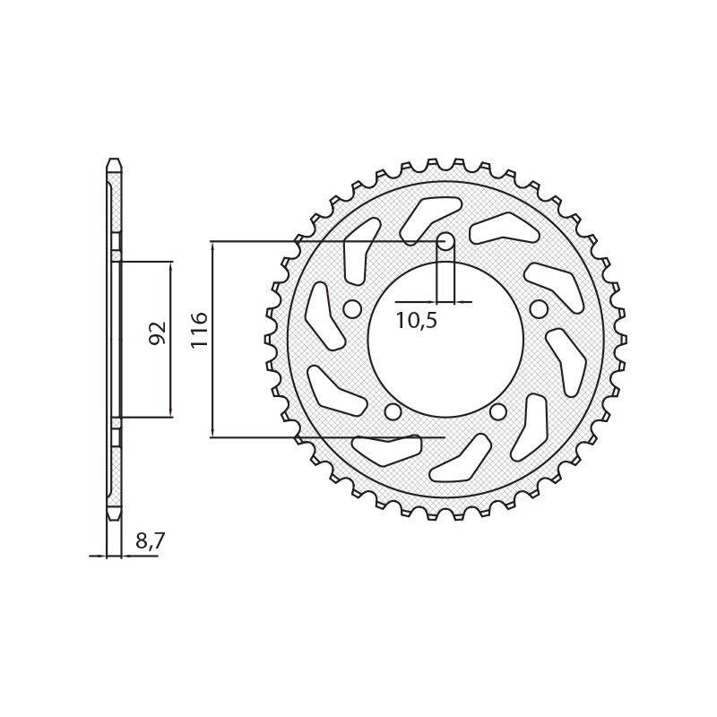 SUNSTAR ZĘBATKA TYLNA 4542 43 KAWASAKI ZZR 1400 '06-'18 (JTR1493.43) (ŁAŃC. 530) (454243JT)