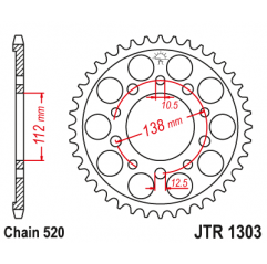 JT ZĘBATKA TYLNA 4384 43 HONDA CBR 600 '91-'98, CBR 600 '11-'14, CBR 900 RR FIREBLADE '93-'98 (JJTR1303.43) (ŁAŃC. 520)