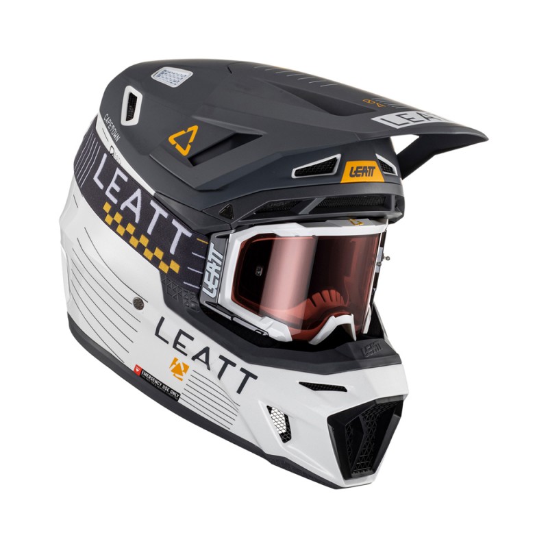 LEATT (NOWOŚĆ 2023) KASK MOTO 8.5 V23 (+ GOGLE VELOCITY 5.5 GRATIS) HELMET KIT METALLIC KOLOR GRAFITOWY/BIAŁY ROZMIAR XS (53-54 