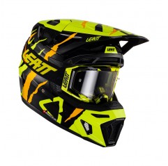 LEATT (NOWOŚĆ 2023) KASK MOTO 8.5 CITRUS V23 (+ GOGLE VELOCITY 5.5 GRATIS) HELMET KIT TIGER KOLOR CZARNY/ŻÓŁTY FLUO/POMARAŃCZOWY