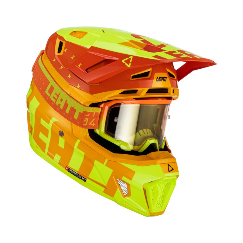 LEATT (NOWOŚĆ 2023) KASK MOTO 7.5 V23 (+ GOGLE VELOCITY 4.5 IRIZ GRATIS) HELMET KIT CITRUS KOLOR ŻÓŁTY FLUO/POMARAŃCZOWY ROZMIAR