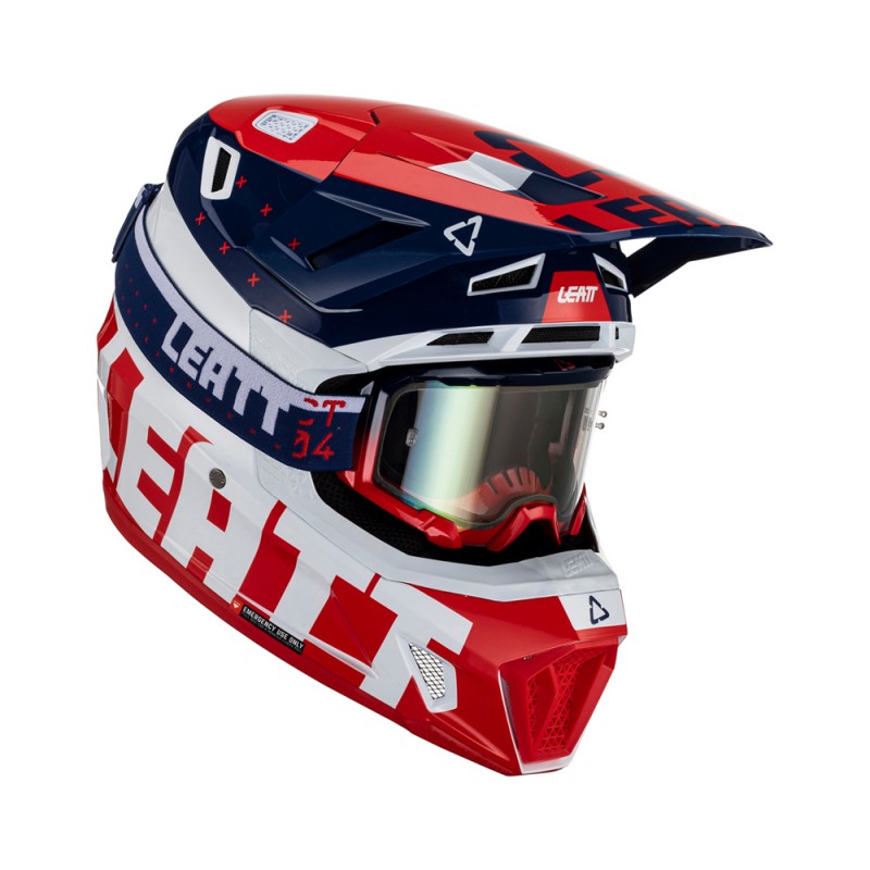 LEATT (NOWOŚĆ 2023) KASK MOTO 7.5 V23 (+ GOGLE VELOCITY 4.5 IRIZ GRATIS) HELMET KIT ROYAL KOLOR GRANATOWY/CZERWONY/BIAŁY ROZMIAR