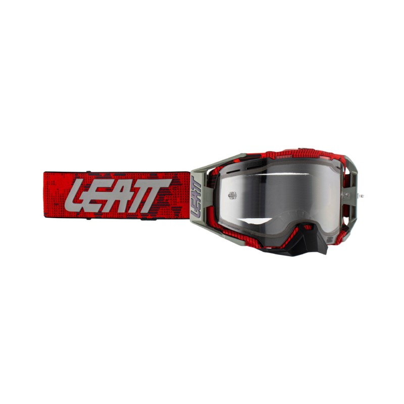 LEATT (NOWOŚĆ 2023) GOGLE VELOCITY 6.5 ENDURO GOGGLE JW22 RED CLEAR 83% - KOLOR CZERWONY/SZARY SZYBKA PRZEŹROCZYSTA