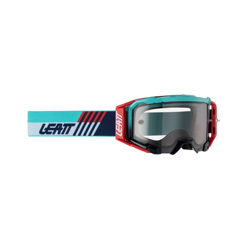 LEATT (NOWOŚĆ 2023) GOGLE VELOCITY 5.5 GOGGLE AQUA LIGHT GREY 58% - KOLOR CZERWONY/GRANATOWY/NIEBIESKI SZYBKA DYMIONE LUSTRO SZA