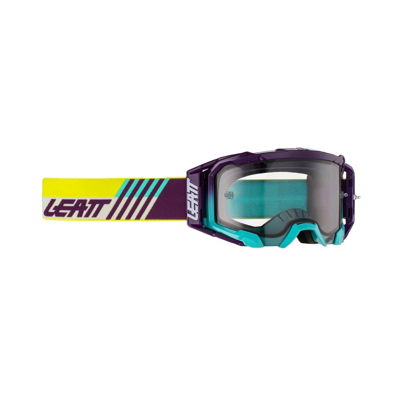 LEATT (NOWOŚĆ 2023) GOGLE VELOCITY 5.5 GOGGLE INDIGO LIGHT GREY 58% - KOLOR FIOLETOWY/NIEBIESKI/ŻÓŁTY FLUO SZYBKA DYMIONE LUSTRO