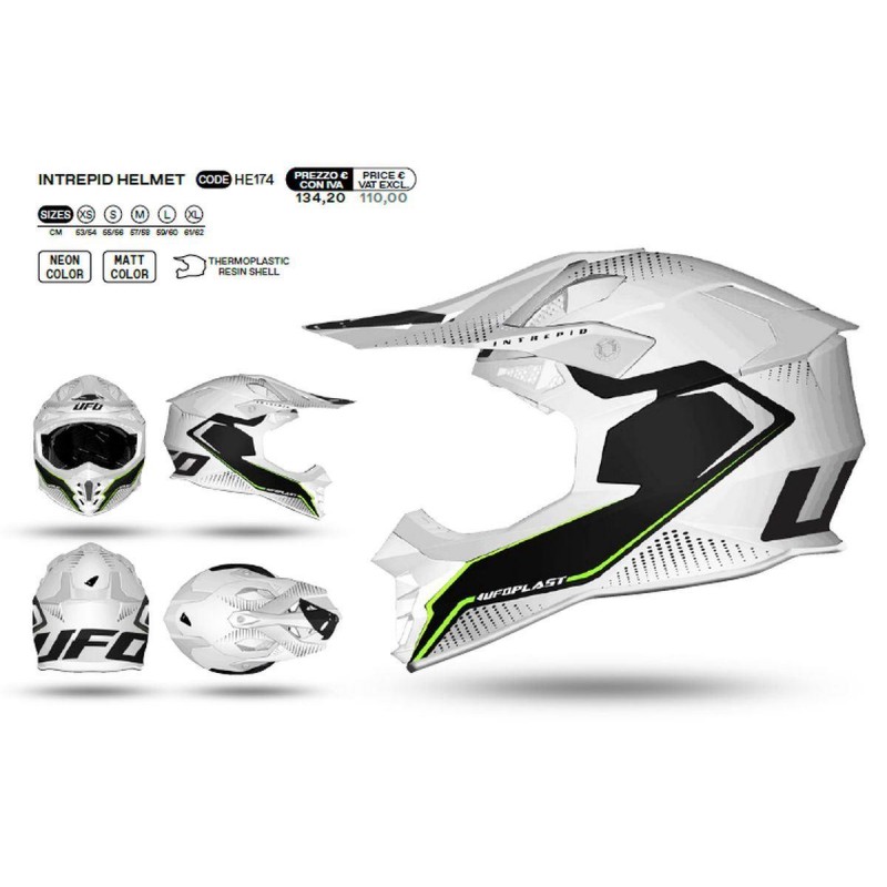 UFO 2022/10 KOLEKCJA 2023 KASK CROSS INTERPID KOLOR BIAŁY - CZARNY ROZMIAR XL