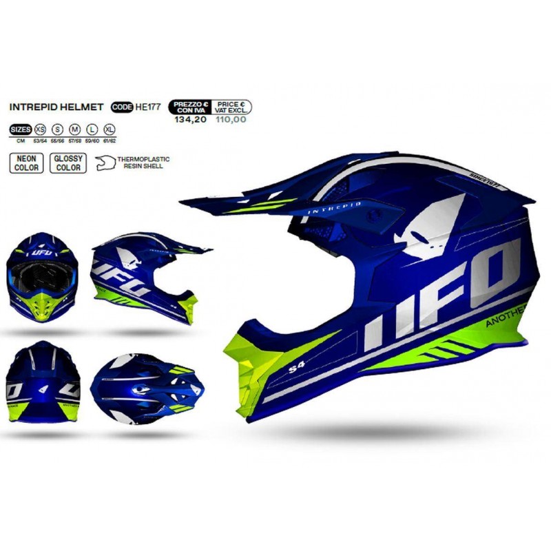 UFO 2022/10 KOLEKCJA 2023 KASK CROSS INTERPID KOLOR NIEBIESKI - ŻÓŁTY FLUO ROZMIAR L