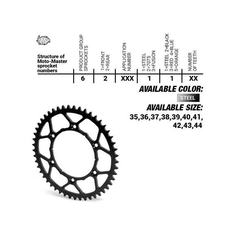 MOTO-MASTER ZĘBATKA TYLNA STALOWA ULTRALIGHT 4395 40 (439540) KTM SX 50/SX 50 MINI '04-'13 (ŁAŃC. 415) KOLOR CZARNY