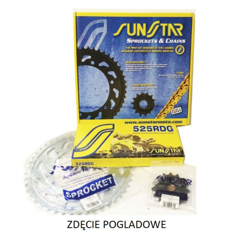 SUNSTAR ZESTAW NAPĘDOWY SUZUKI DL 650 V-STORM 04-06 STANDARD (15/47/116) (DO 900CC) (SUN40415/SUN1-4499-47/SS525RDG-116N)