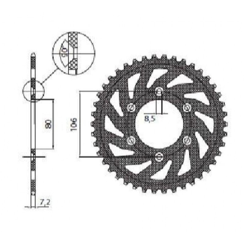 SUNSTAR ZĘBATKA TYLNA 3560 45 APRILIA SX 125 '08-'12, MX 125 '04-'07 (JTR22.45) (ŁAŃC. 520) (356045JT)