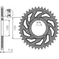 SUNSTAR ZĘBATKA TYLNA 4443 36 DUCATI 749 '03-'06 (JTR744.36) (ŁAŃC. 525) (444336JT)